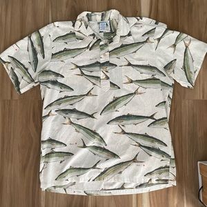 Reyn Spooner Gyotaku Naoki Vintage Fish Print Men’s Hawaiian Shirt - Medium